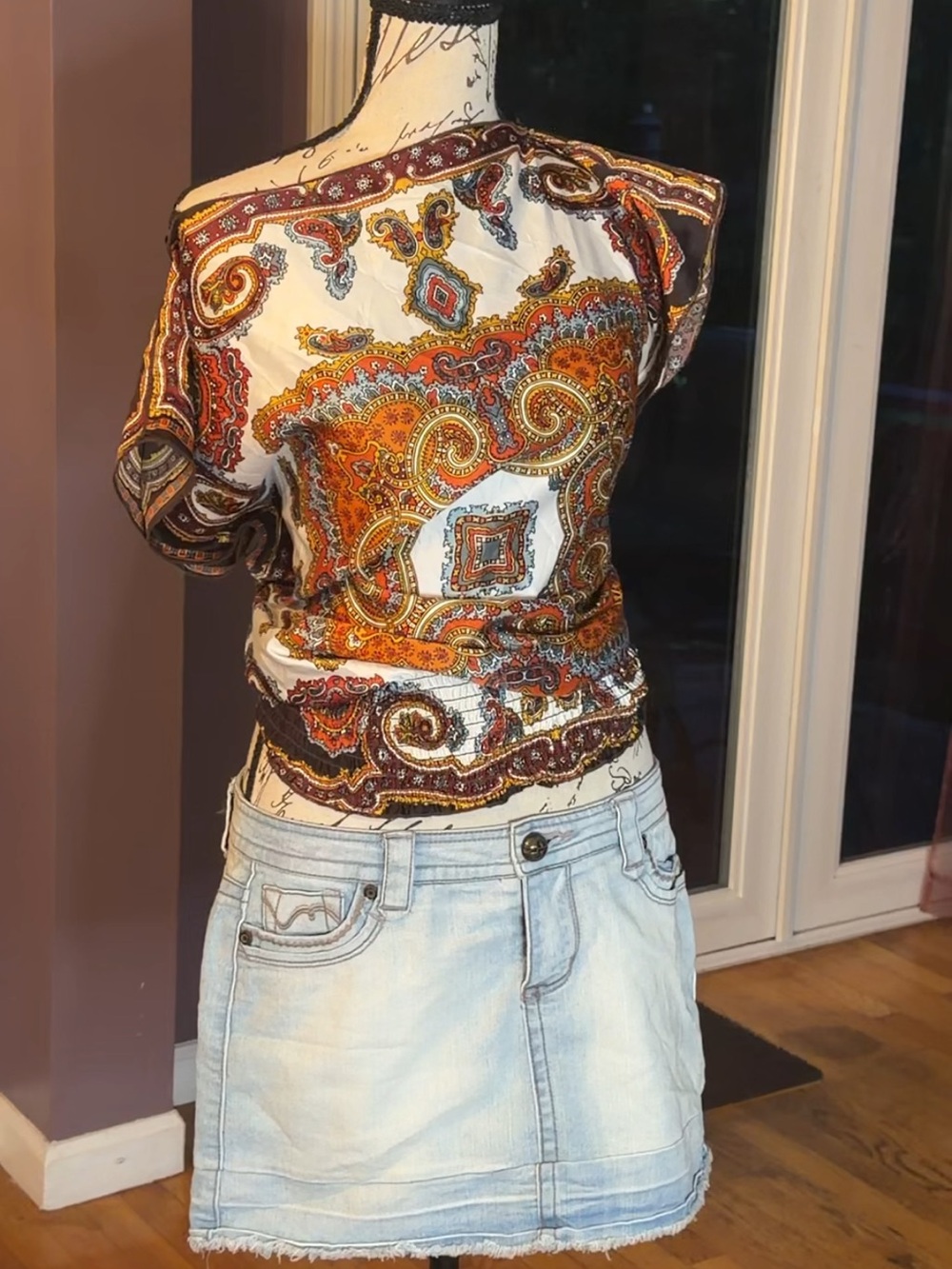 Vintage Y2K BCX scarf print top, Made in USA